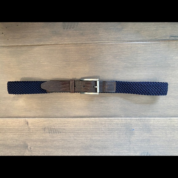 Blue Braided Belt with Brown Snakeskin Buckle - Picture 3 of 7